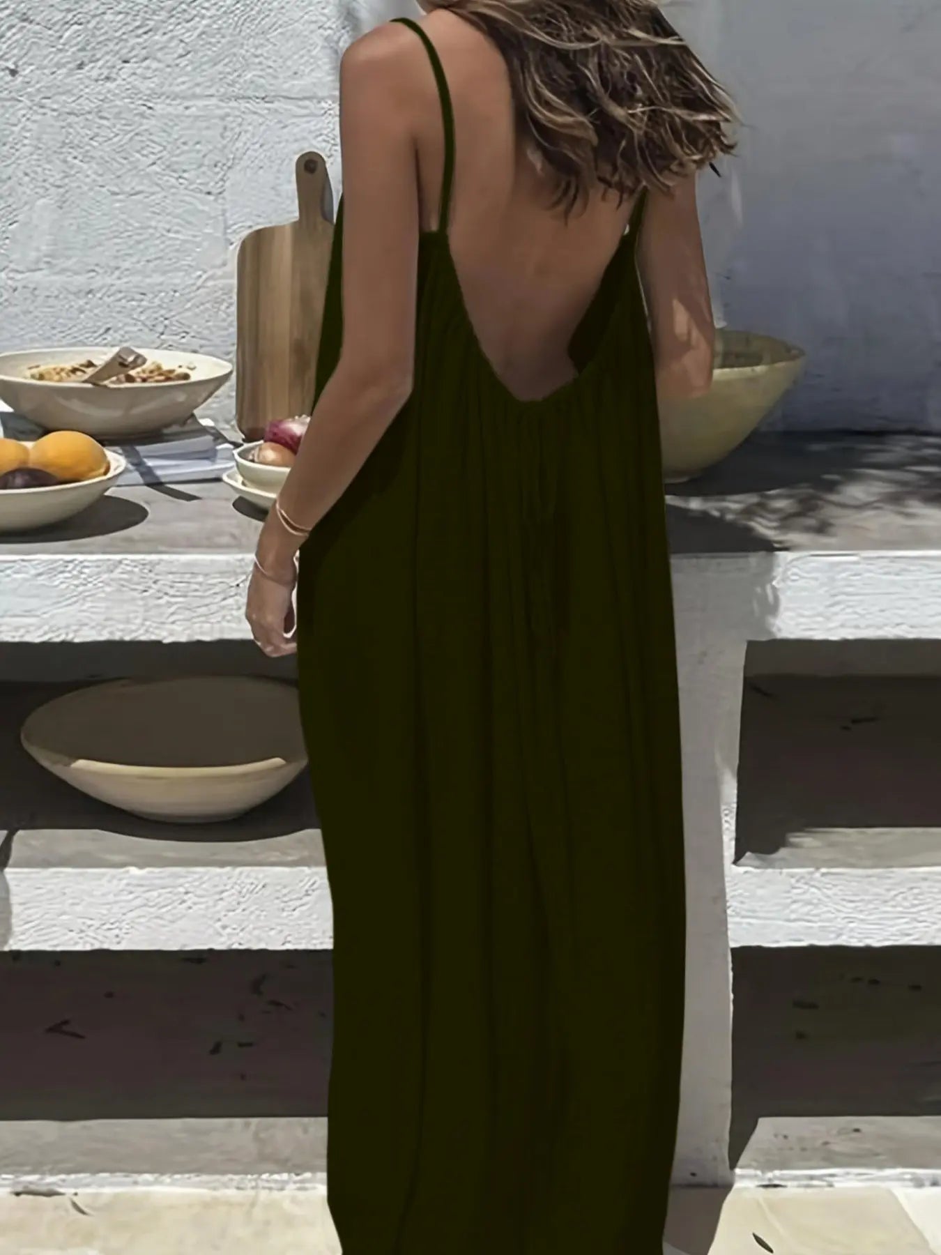Women'S Solid Color Cami Spaghetti Strap Loungewear Night Dress, Elegant Sleeveless Long Dress for Summer, Ladies Sleepwear for Indoor Wear