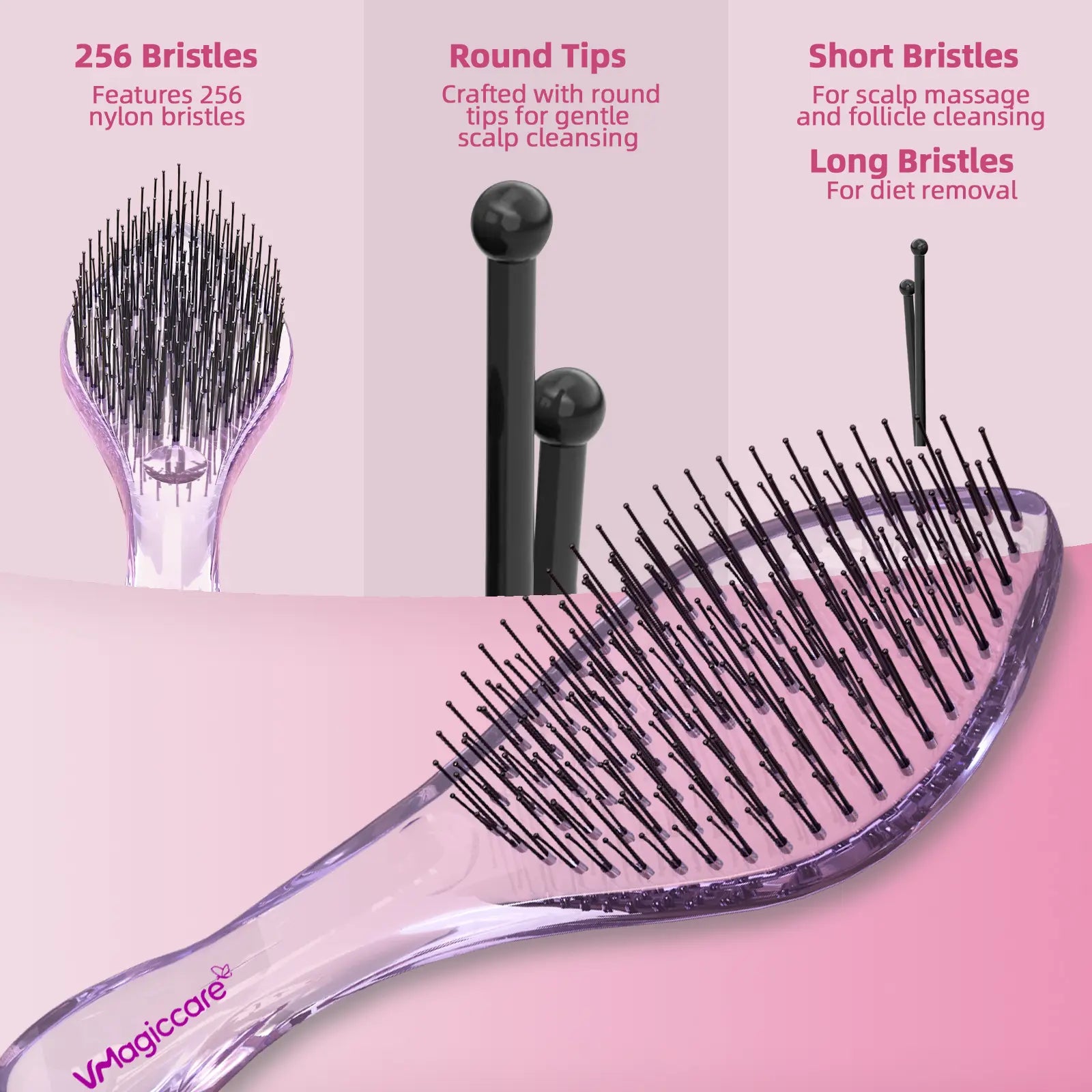 2026 Must-Have-Vmagic Detangling Brush High-Quality Scalp Comb for Women Girls Men & Boys Use in Wet and Dry Hair Dual-Level Teeth for Effortless Detangling Long Lasting